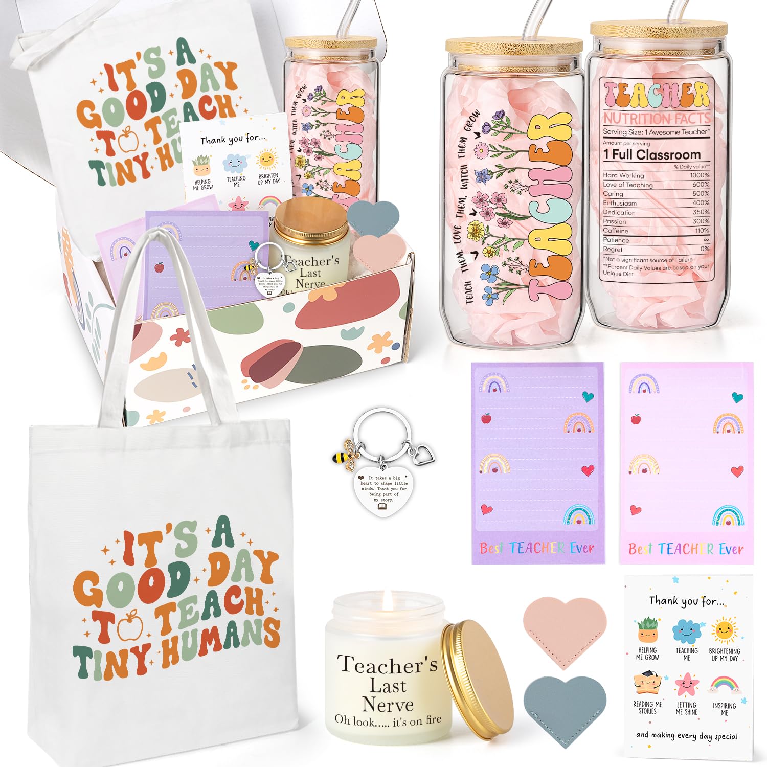 UAREHIBY glass cup with floral design, ideal for teachers' daily drinks