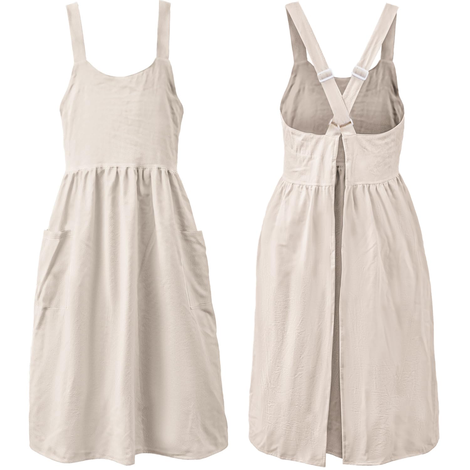 Uaussi cotton linen cross-back apron for comfortable daily wear.