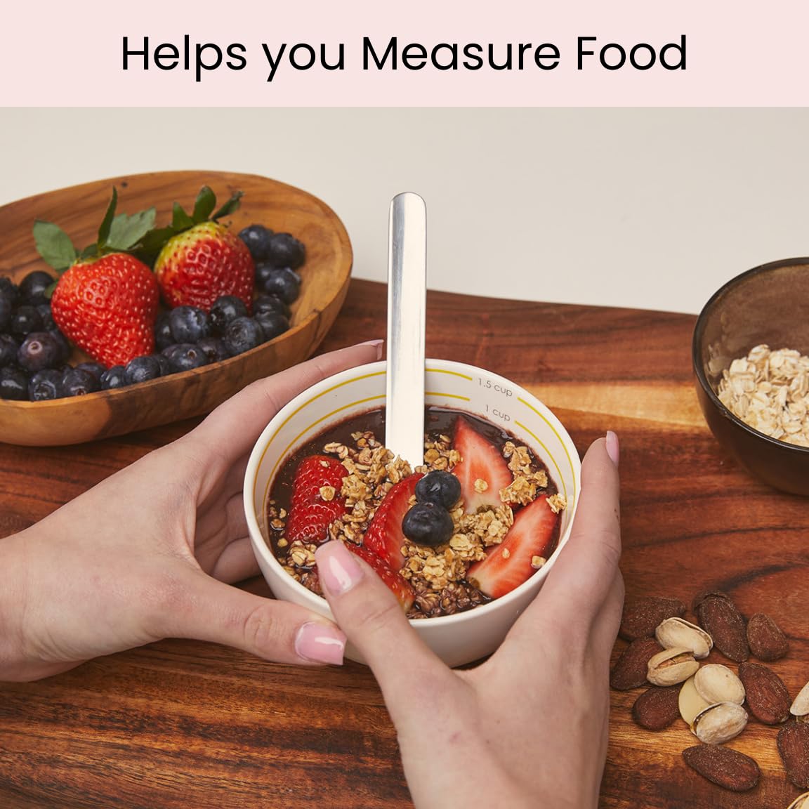 Uba Portion Control Bowl measuring-portion-guide helps track servings for snacks and meals.