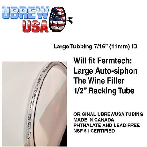 UBREW USA Fermtech one-half-inch siphon reduces sediment during transfer.