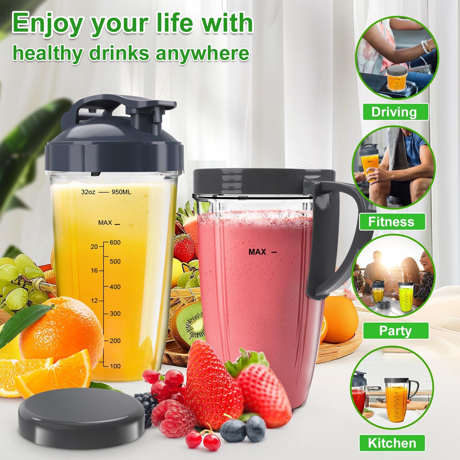 UBYNID Nutribullet lip ring with handle enables easy pouring