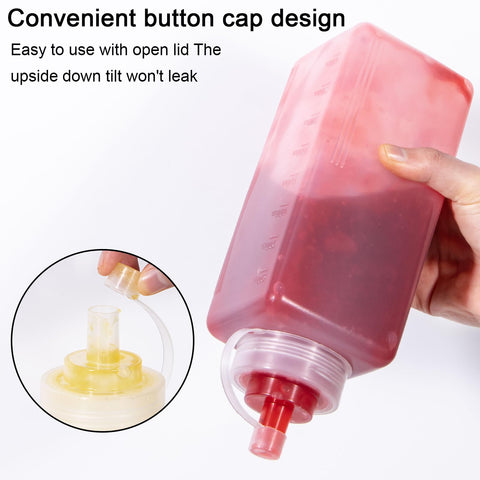 Attached caps minimize leaks during storage and transport.