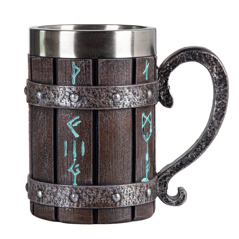 UCOMINS Nordic Viking Rune Mug tankard with sturdy handle for a comfortable grip.
