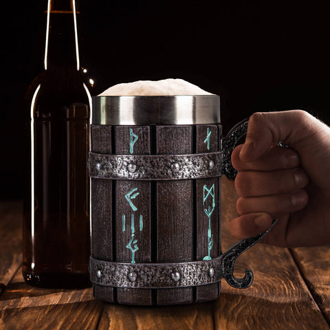 UCOMINS Viking runes design mug with intricate decals for authentic Norse ambiance.