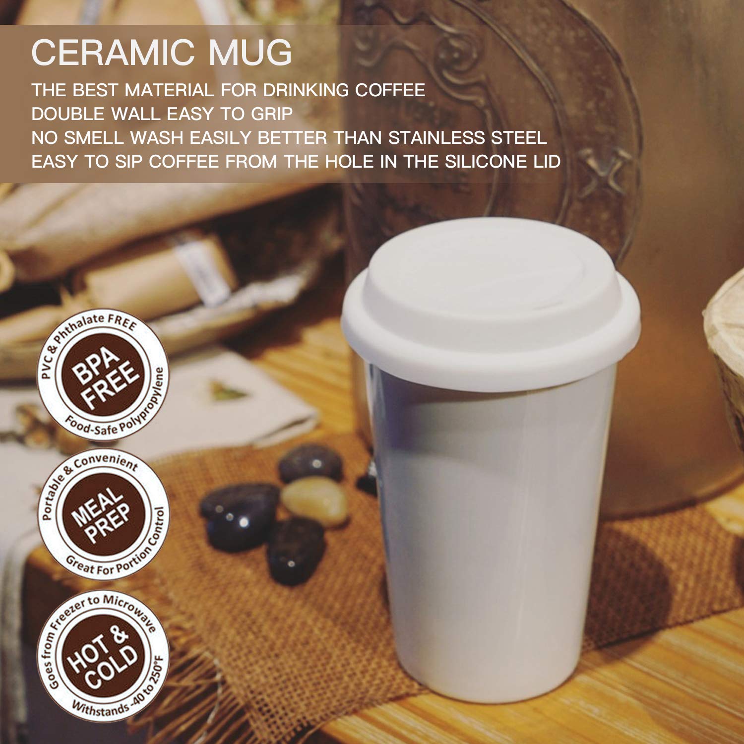 UDMG double-wall ceramic insulation keeps drinks hot or cold longer