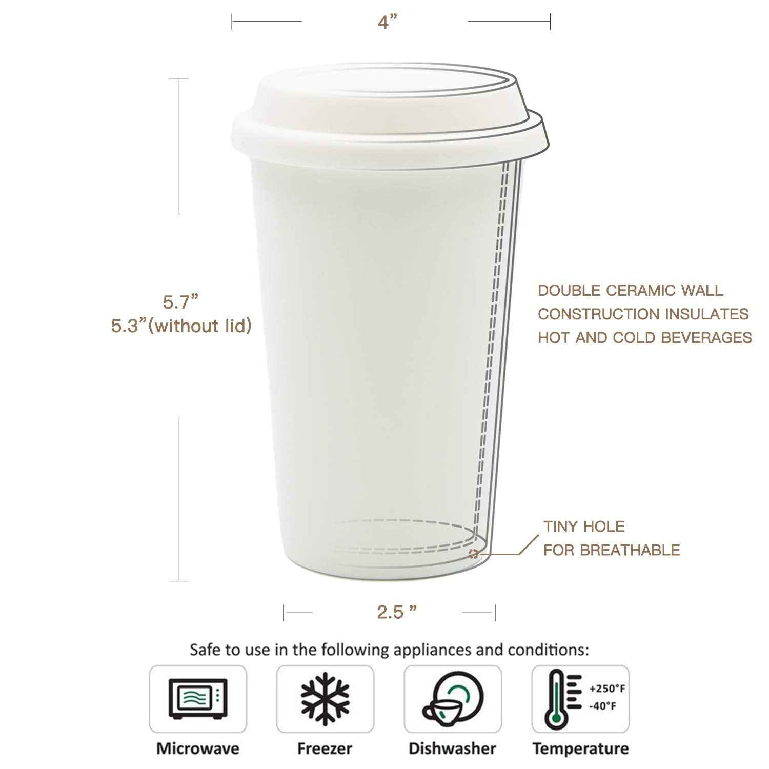 UDMG white ceramic cup with glossy finish for a premium look
