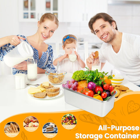 udnmlaiebot bread container exterior silver white emphasizes durable, BPA-free storage.