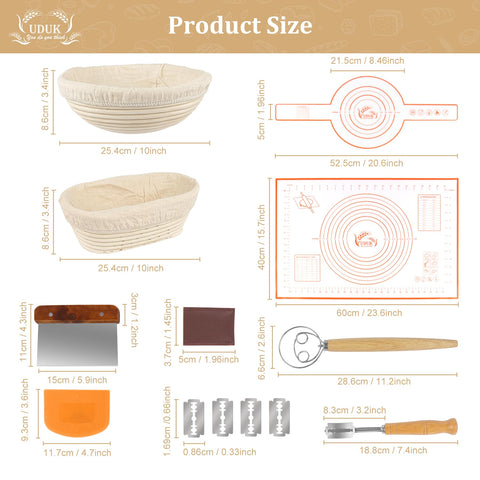 UDUK Banneton oval 9.6-inch proofing basket for bakery-quality rise