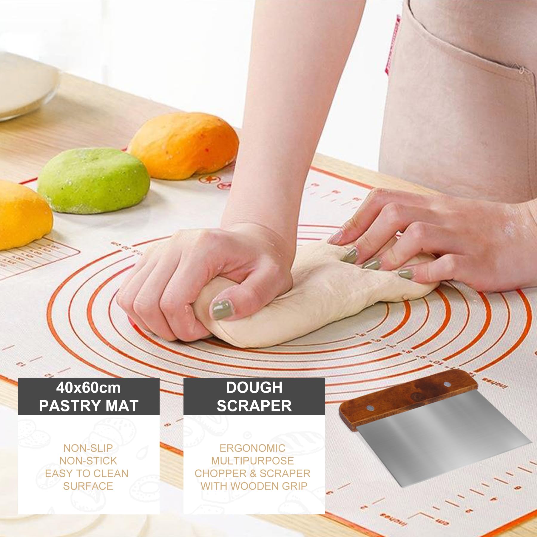 UDUK Bread making kit silicone baking mat for non-stick proofing and cleanup