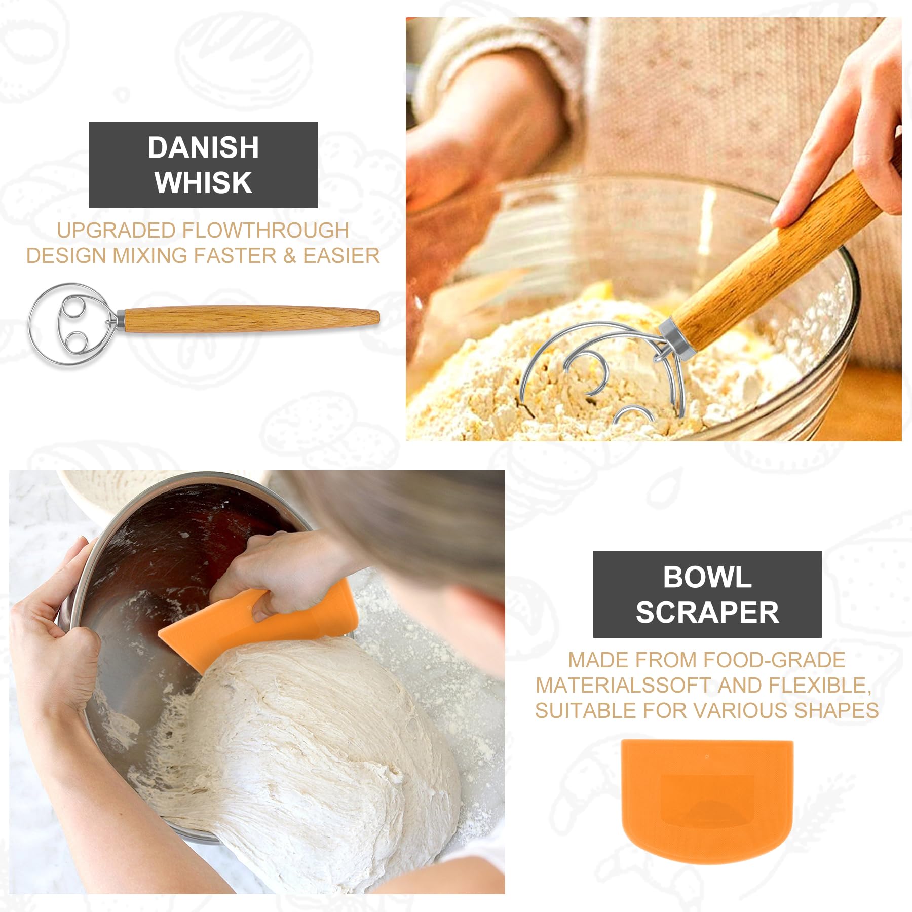 UDUK Bread making kit silicone sling for safe, easy dough transfer