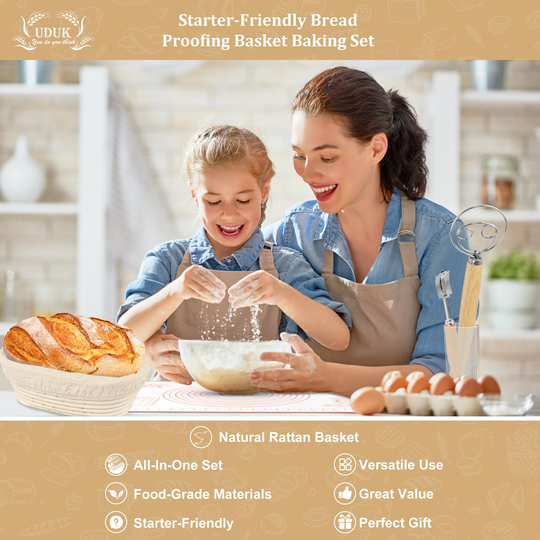 UDUK Natural rattan finish baskets echo artisan bread aesthetics