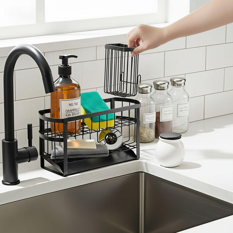 UEFFNR rust-proof countertop rack keeps everyday items organized.