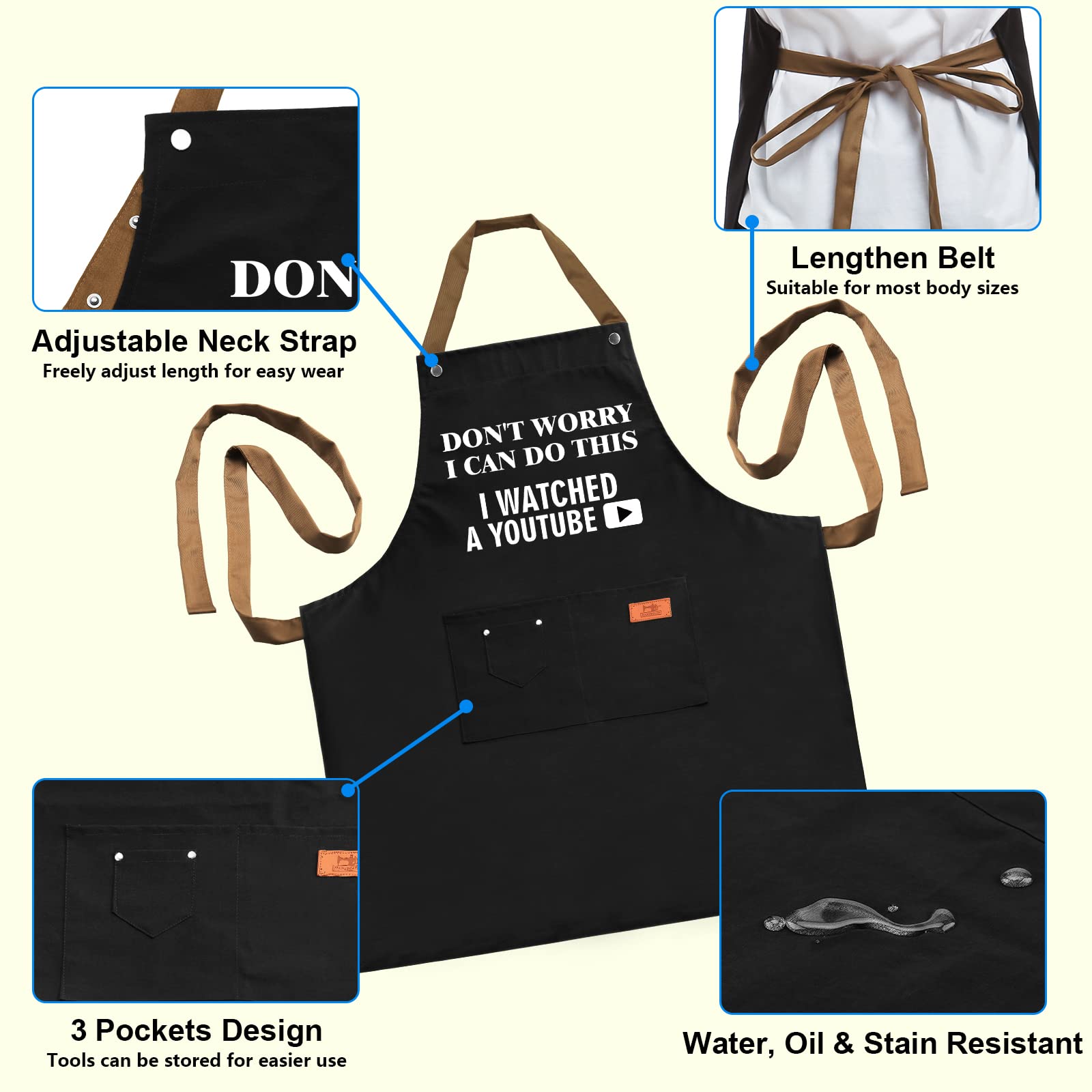 UENOW grilling apron with 3 pockets keeping tools and phone within reach