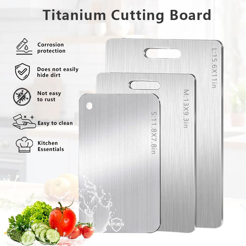 UFJEG titanium cutting board dishwasher-safe for quick cleaning.