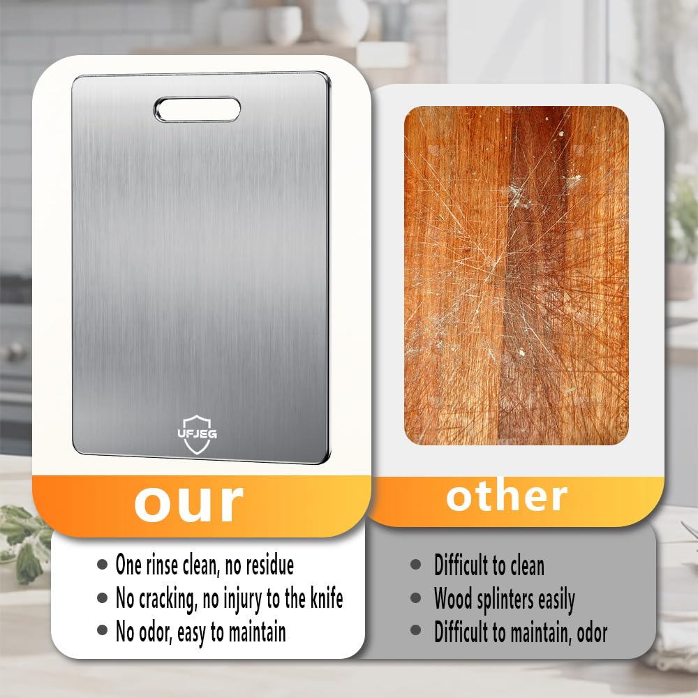 UFJEG titanium cutting board non-toxic-material for clean, worry-free chopping.