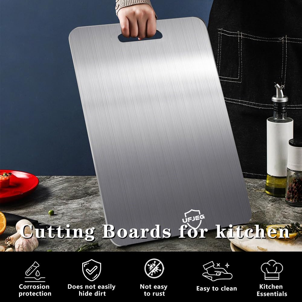 UFJEG titanium cutting board three sizes stacked for versatile kitchen prep.
