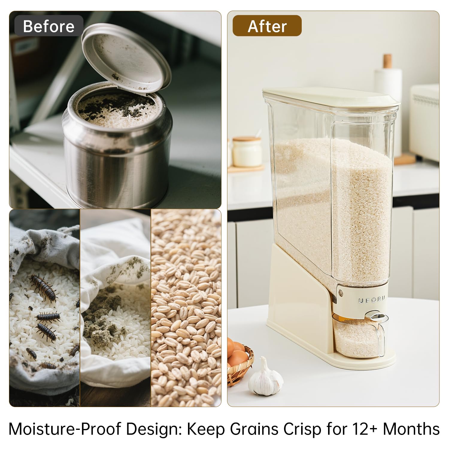 UFORU on-counter design fits small kitchens and pantries.