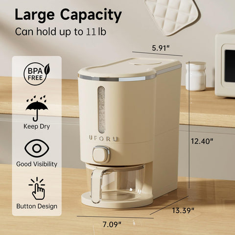 UFORU Rice Dispenser sealed moisture-proof chamber preserves freshness.