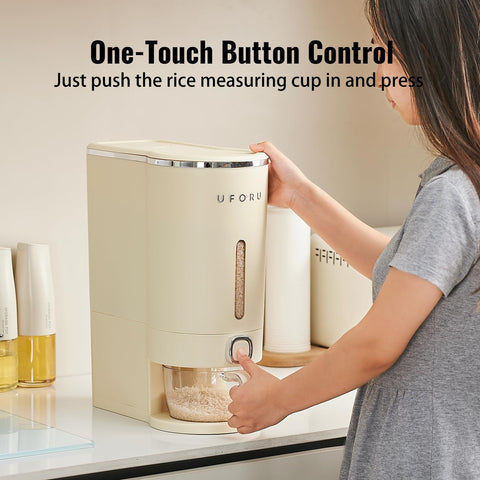 UFORU rice dispenser sealed mouth preserves freshness and aroma of grains.