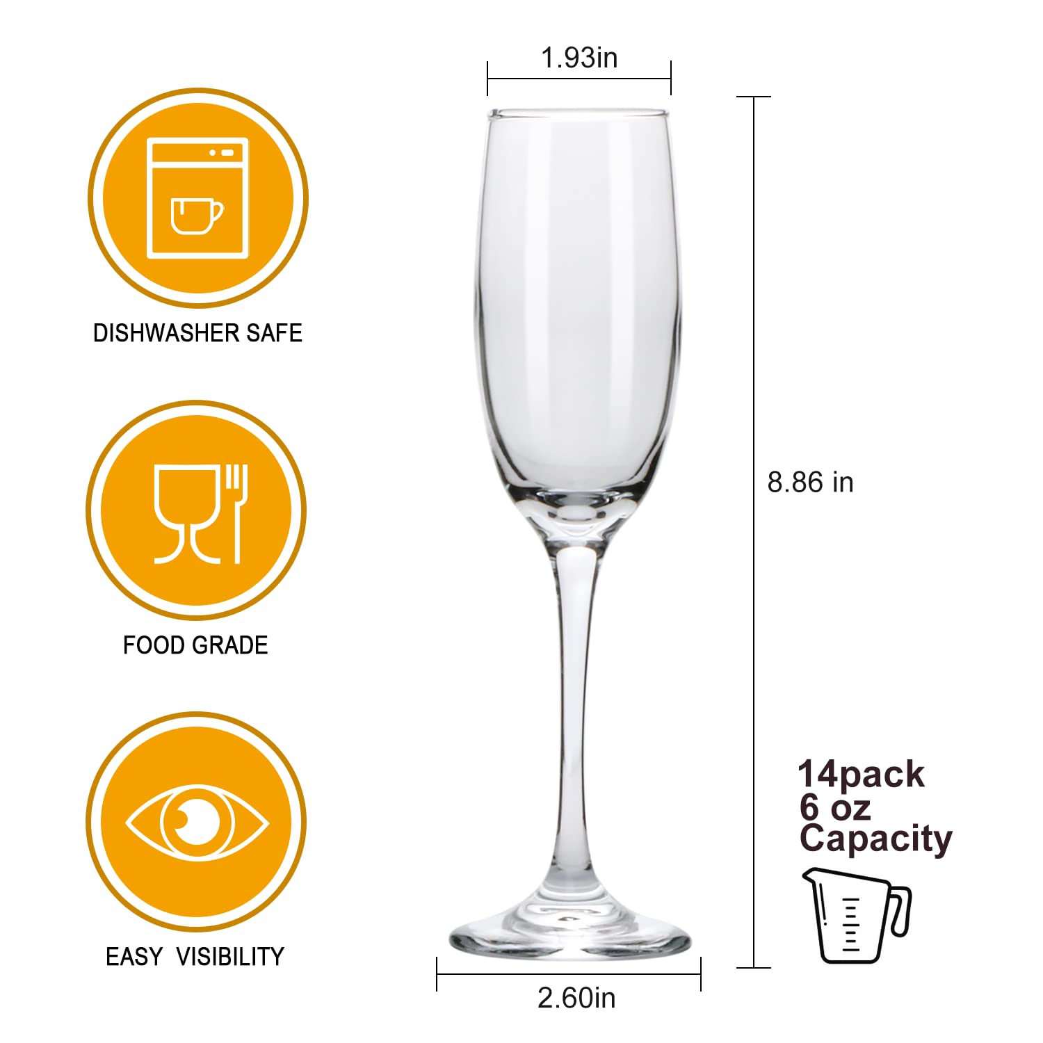 Ufrount clear crystal champagne glasses with elegant clarity for toasts.