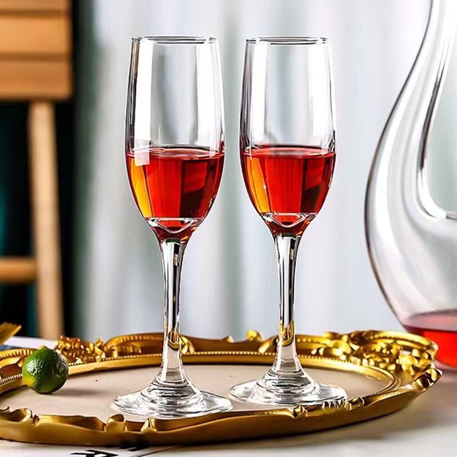Ufrount narrow mouth champagne glasses that retain carbonation for sparkling wines.