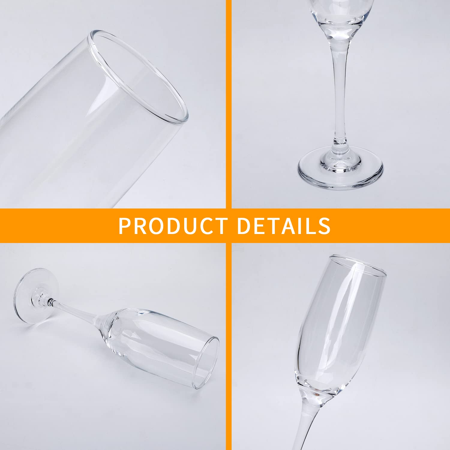 Ufrount stemmed champagne glasses with refined design for aroma and presentation.