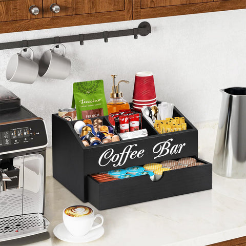 ugiftt coffee bar organizer tilted front compartments for quick reach