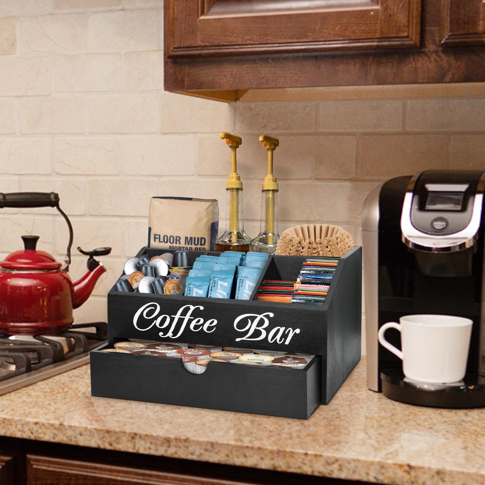 ugiftt coffee bar organizer pods-tea storage near coffee station for easy replenishment