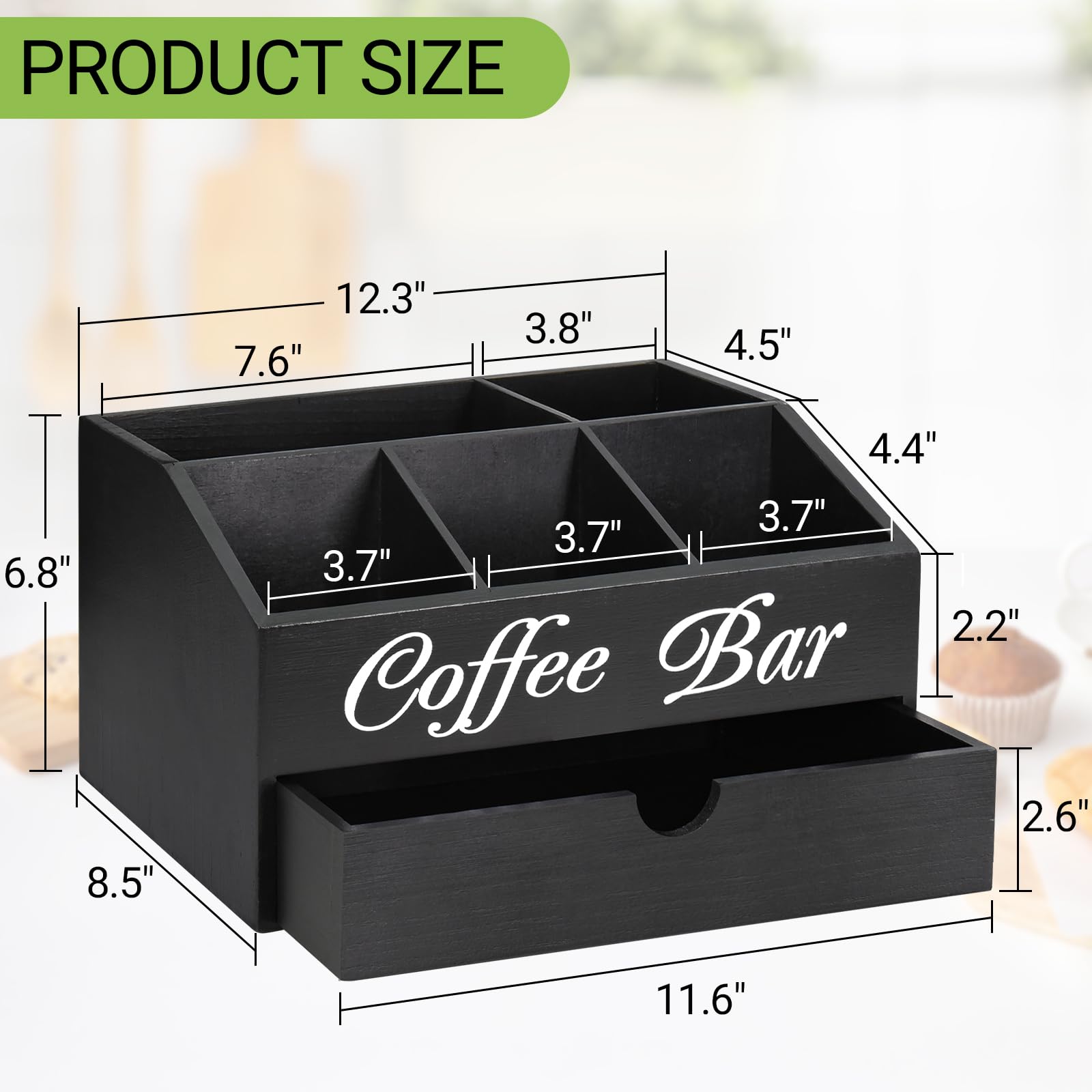 ugiftt coffee bar organizer wood material closeup showing sturdy construction