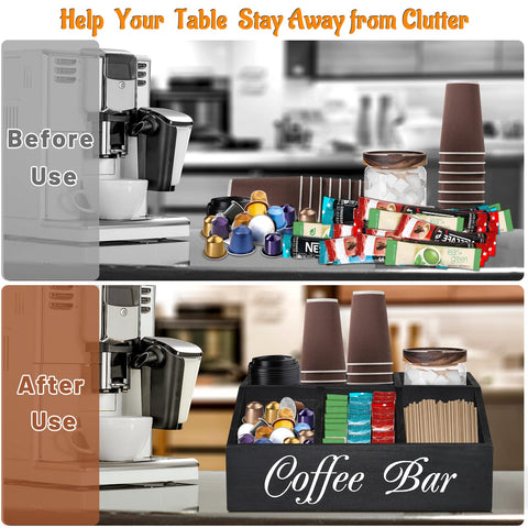 ugiftt coffee station organizer with pods demonstrates organized counter setup.