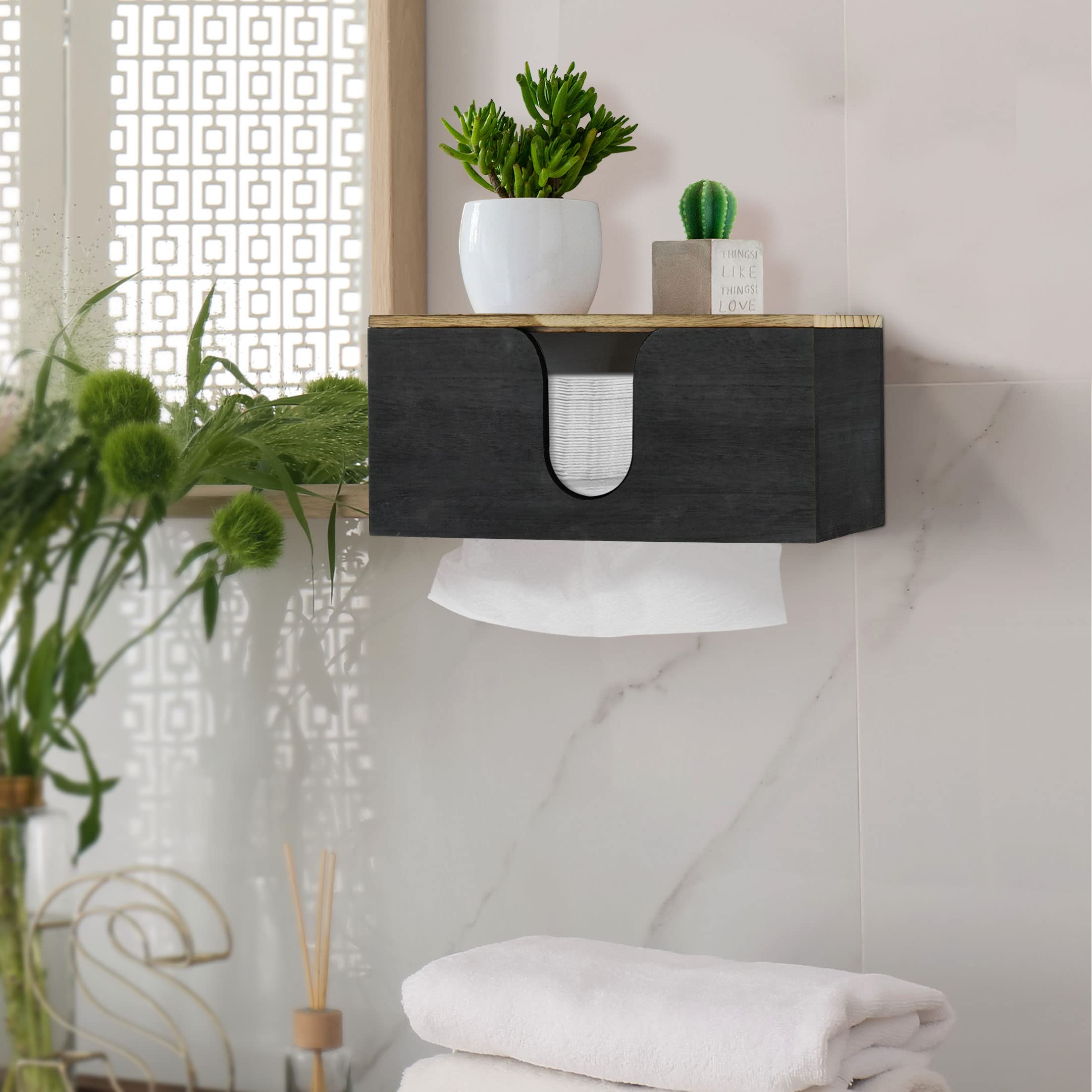 UGIFTT gift-ready farmhouse wood towel holder for home or office