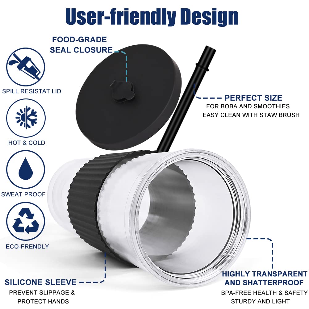 UHAPEER double-wall insulated boba tumbler keeps drinks cold or hot longer.