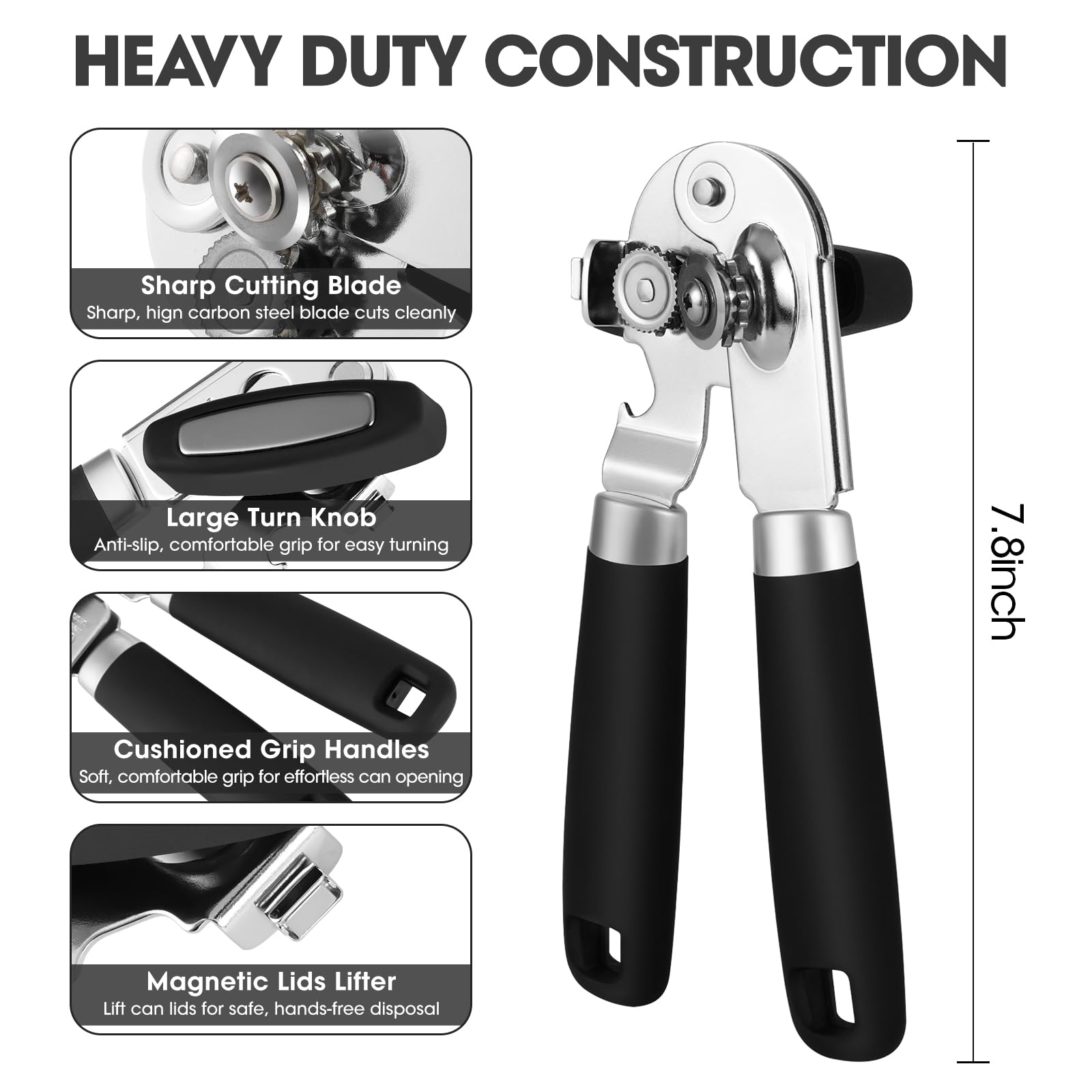UHIYEE manual can opener with hardened blade for smooth cuts.