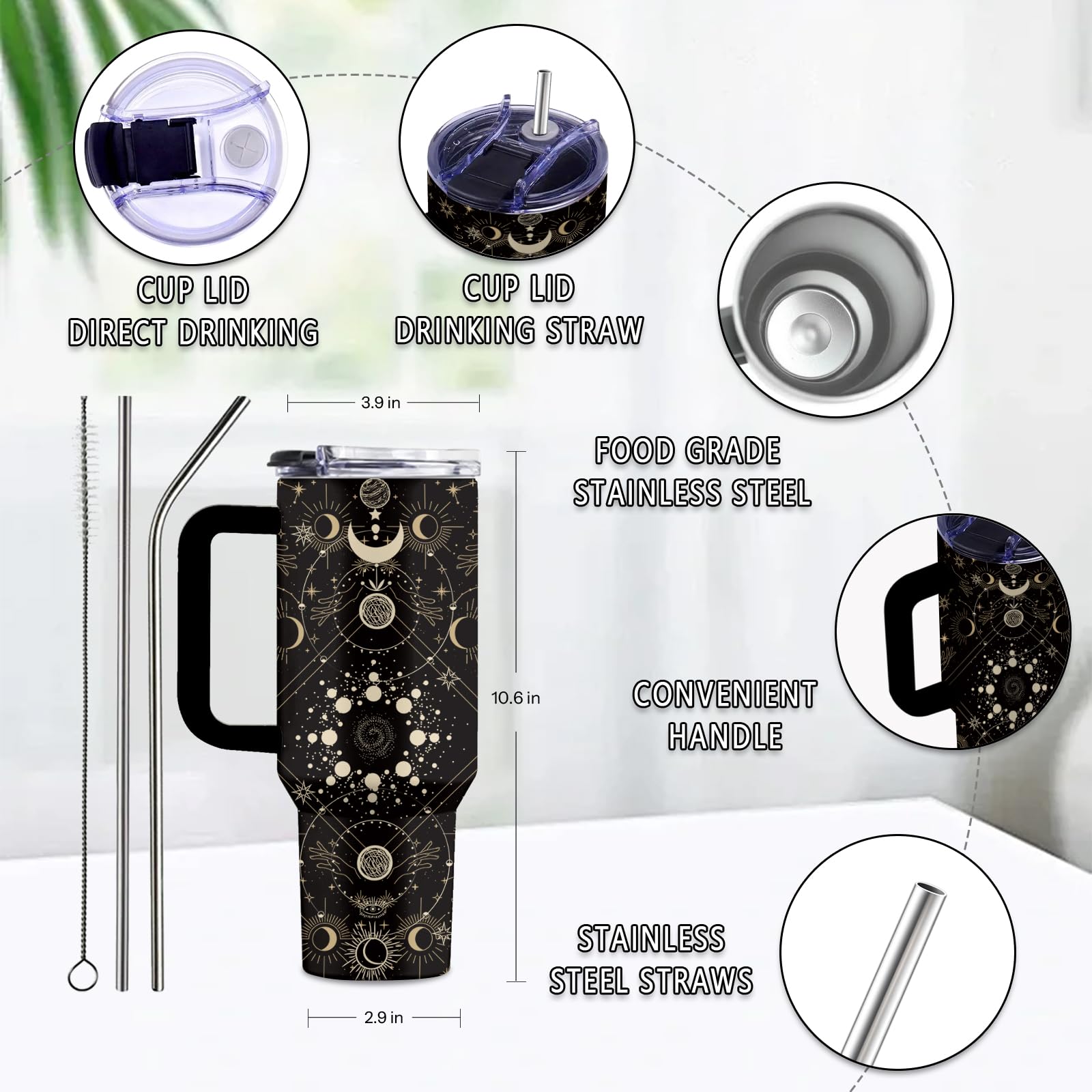 Uibunoo 40 oz tumbler in stainless steel for on-the-go use