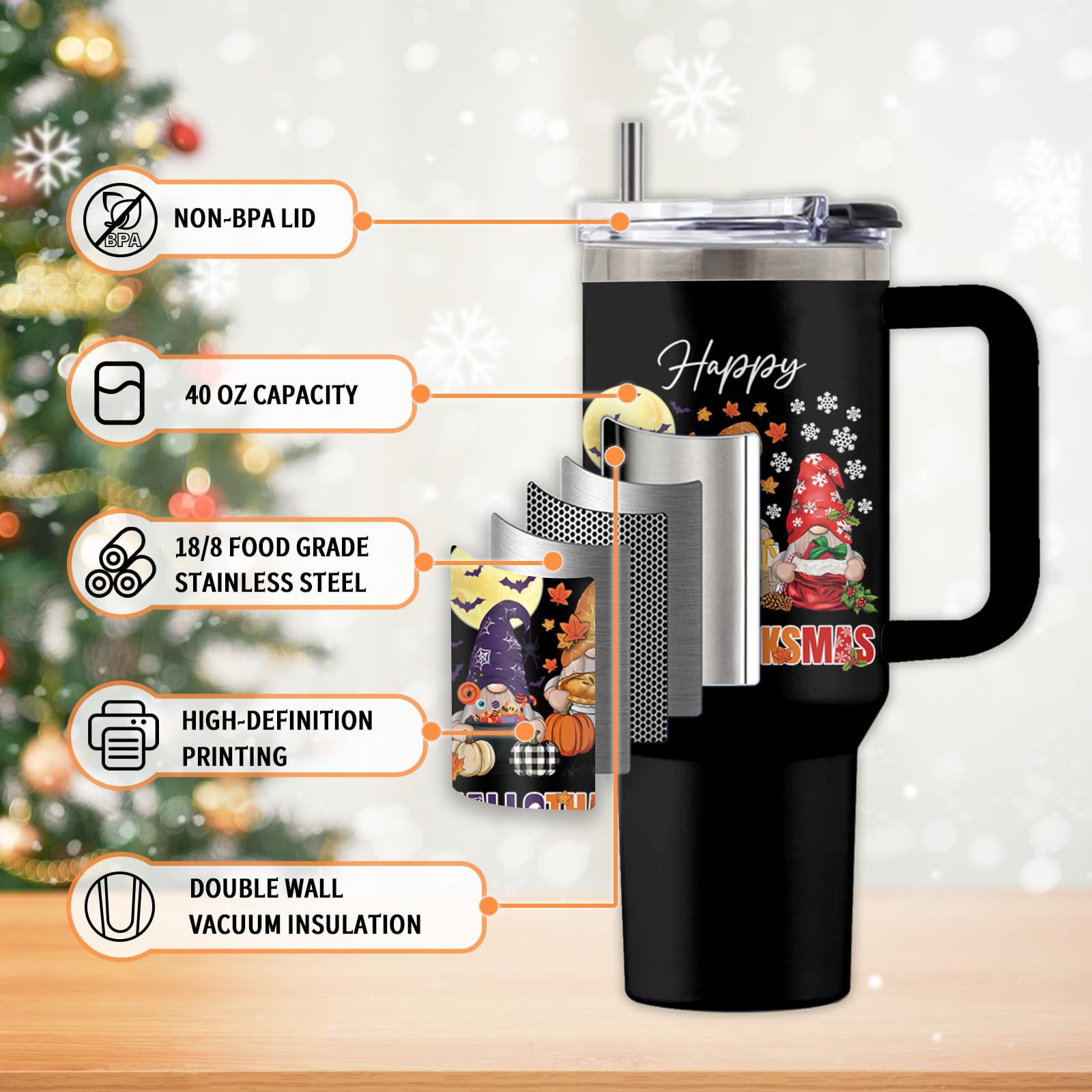 Double-sided design shows the motif for gifts and celebrations.