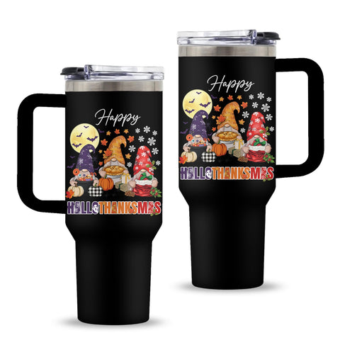 Uibunoo Christmas tumbler with handle—front view, festive design for on-the-go sipping.