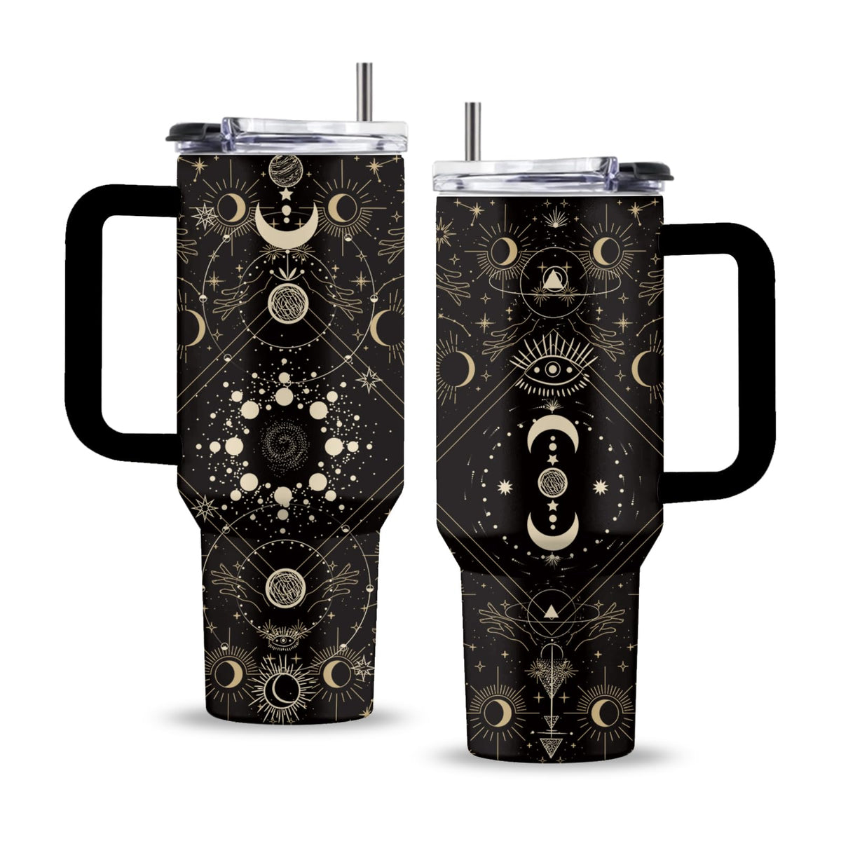 Uibunoo goth tumbler with handle, close-up of double-wall insulation