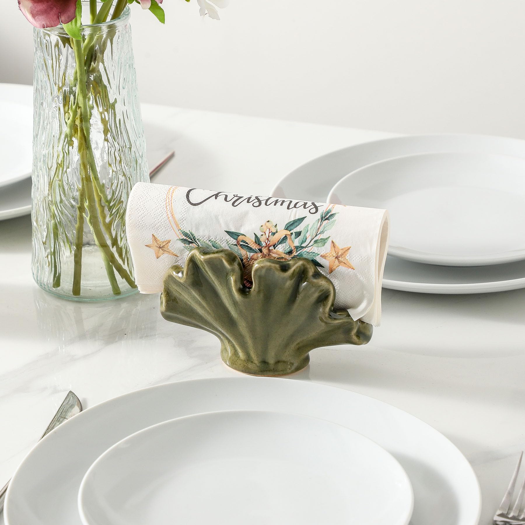Uiddo ceramic sponge holder green close-up highlights durable glossy finish.
