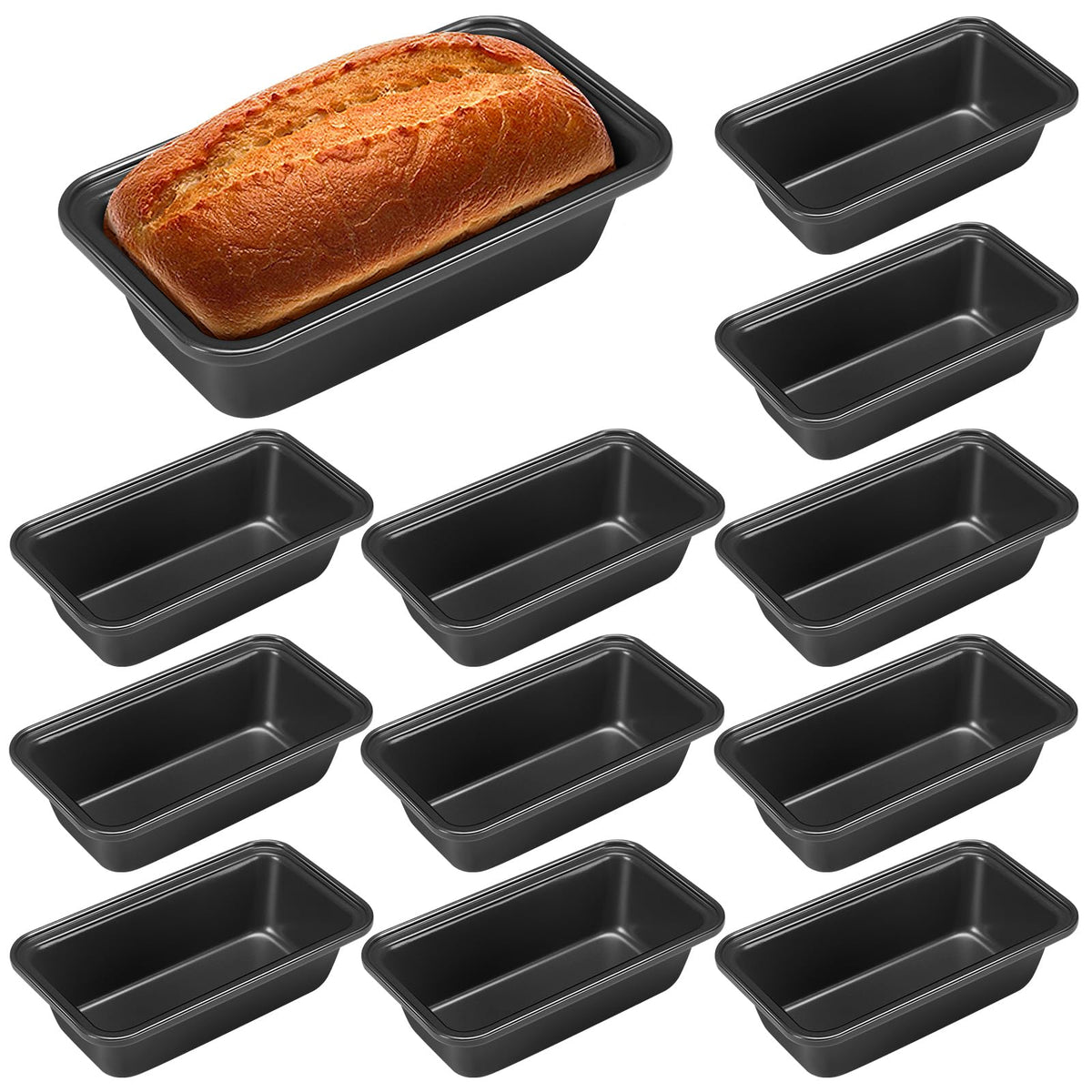 Uiifan 12-pcs mini loaf pan set for versatile baking and easy release
