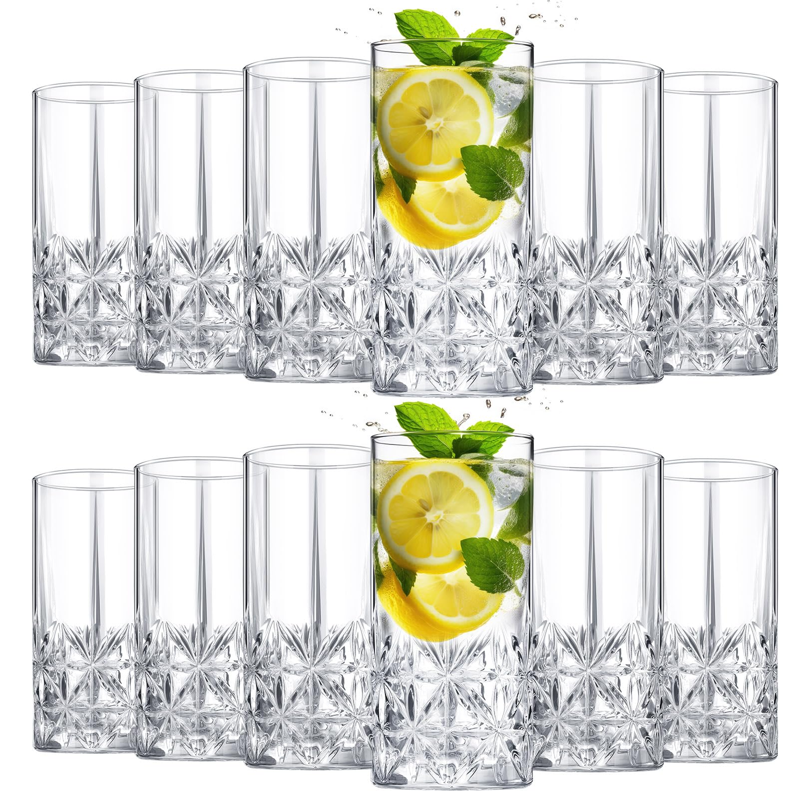 Uiifan 12-piece tall highball glasses set for cocktails