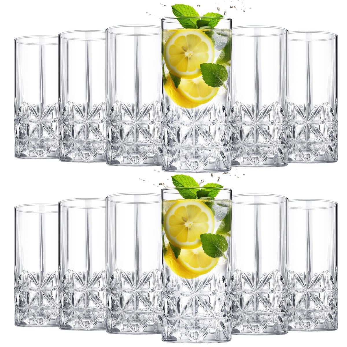 Uiifan 12-piece tall highball glasses set for cocktails