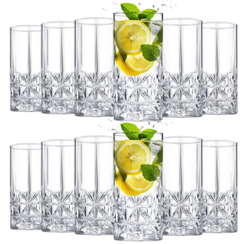 Uiifan 12-piece tall highball glasses set for cocktails