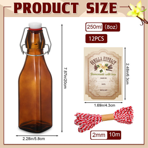 Uiifan amber glass bottle with swing-top cap for fresh, leak-proof pouring