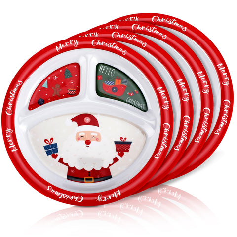 Uiifan Santa design divided plate for festive family meals and easy portioning.
