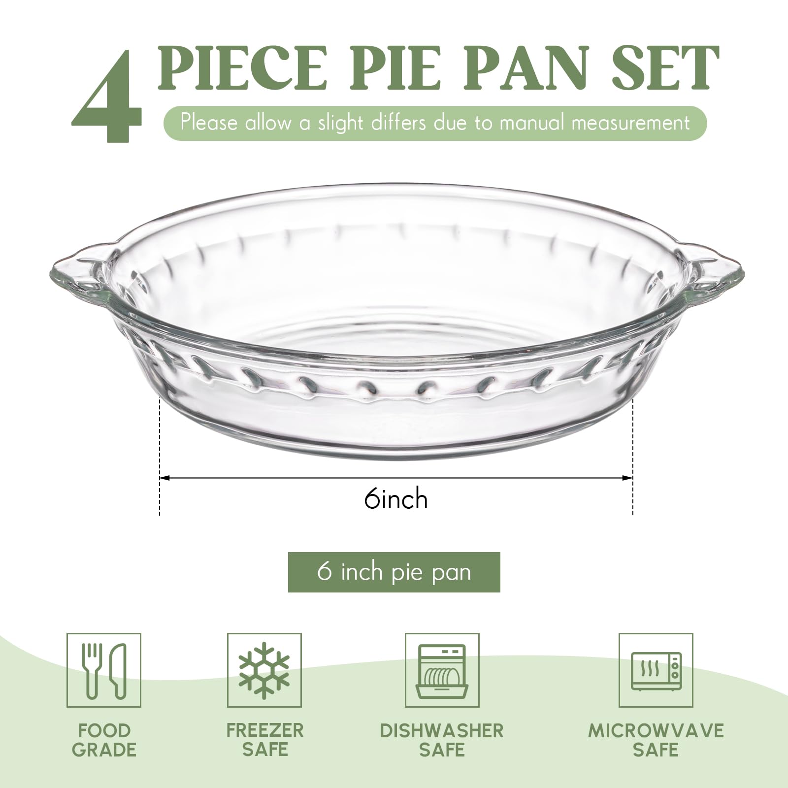 Uiifan clear glass pie dish with handles eases safe oven transfer