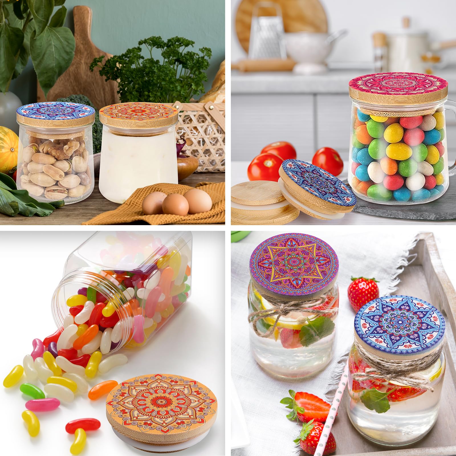 Uiifan jar lid sized 6.7 cm fits yogurt and spice jars for versatile storage.