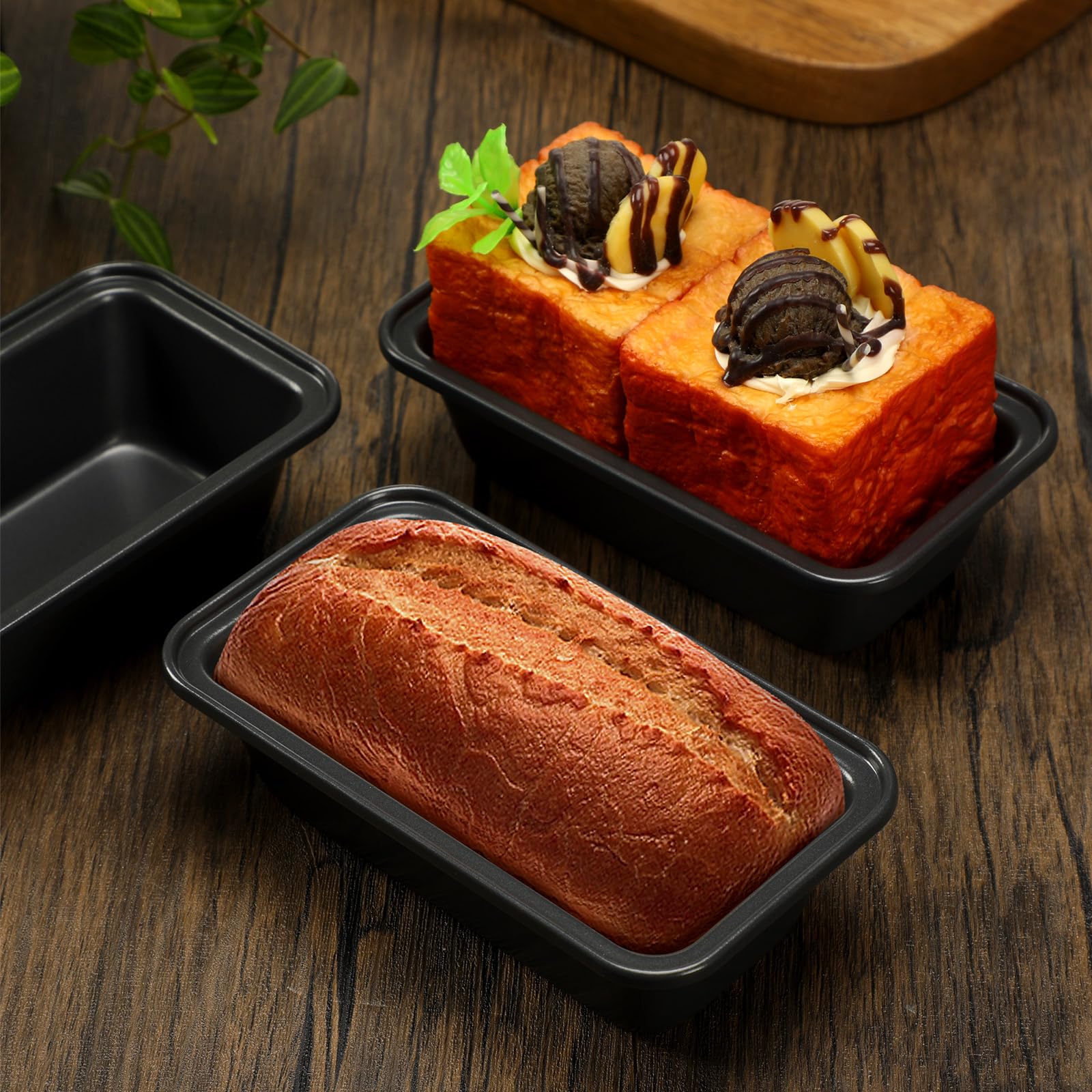 Uiifan mini loaf pan showing compact 6.1x3.3x2.1 inch size for perfect mini loaves