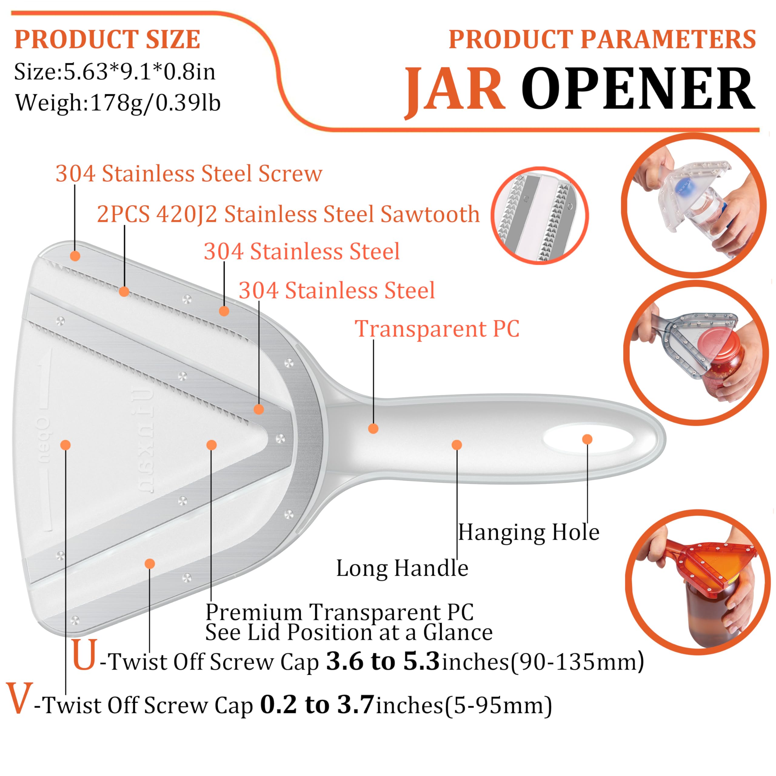 Uinxan jar opener dual stainless teeth grip lids firmly for easier opening