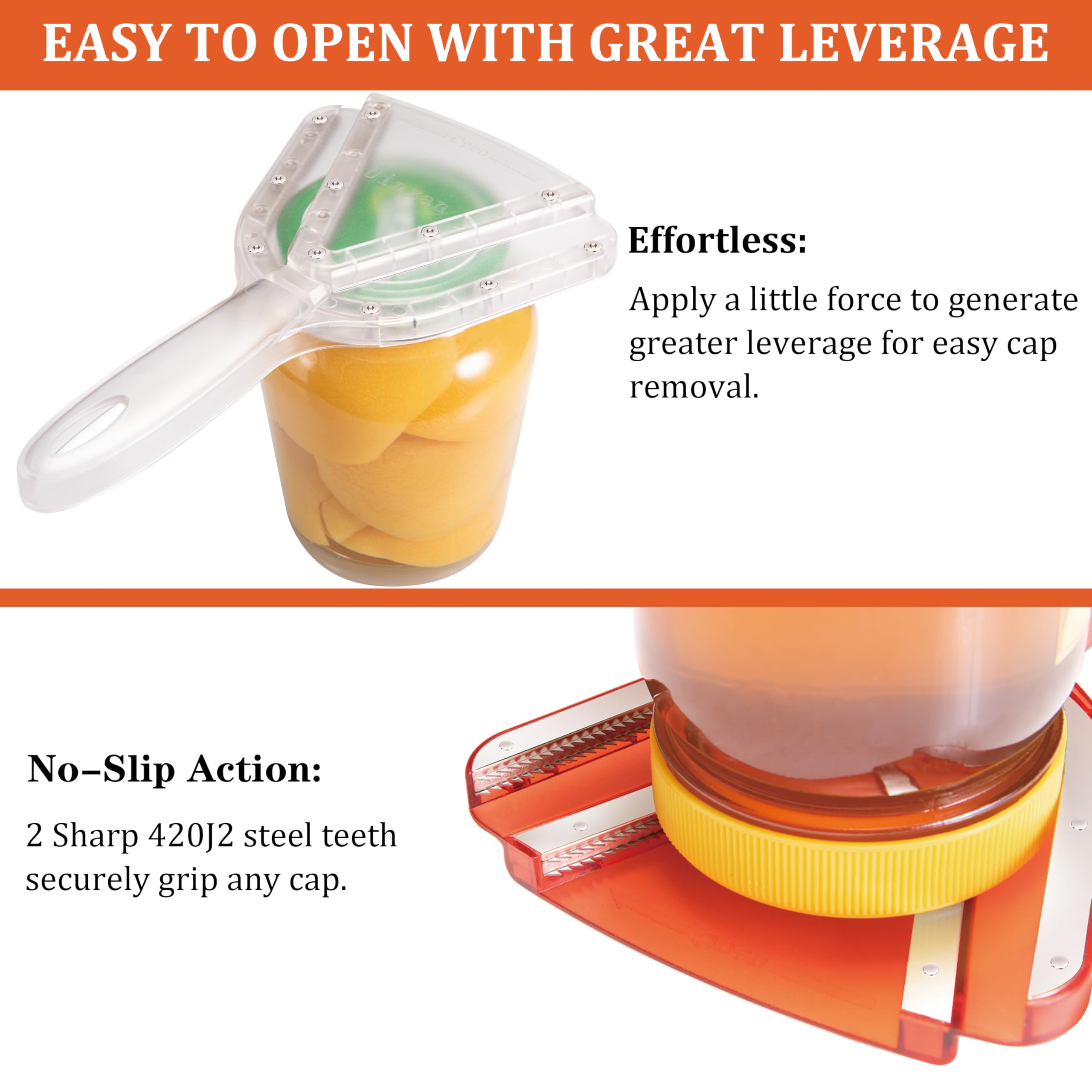 Uinxan long-handle design delivers extra leverage for tough caps.