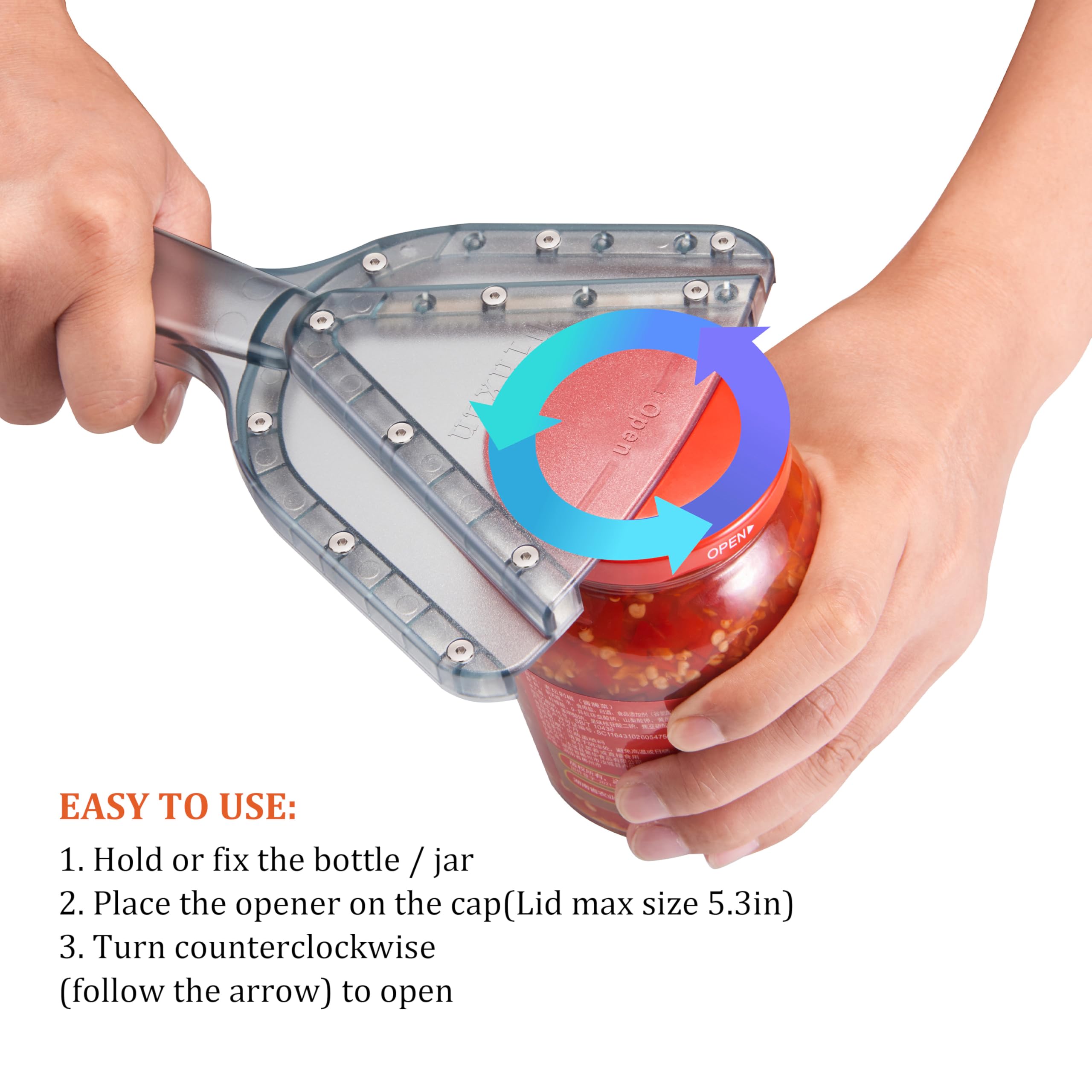 Uinxan Jar Opener long lever provides extra leverage.